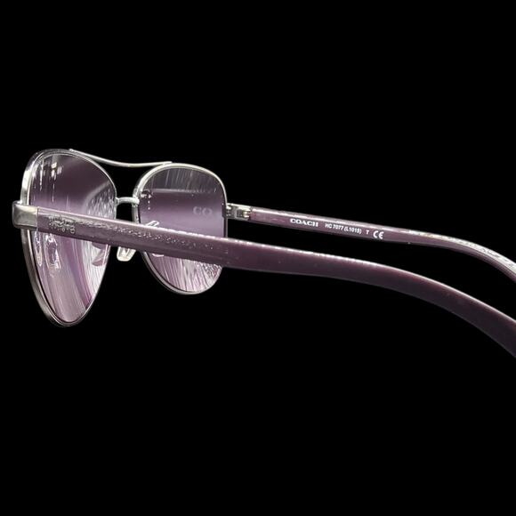 COACH WOMEN'S PILOT SUNGLASSES GUNMETAL VIOLET PURPLE GRADIENT HORSE & CARRIAGE - Picture 3 of 6